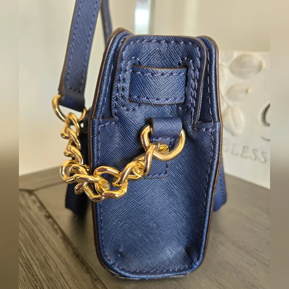 Michael Kors Mini Hamilton Crossbody Navy Blue/Gold